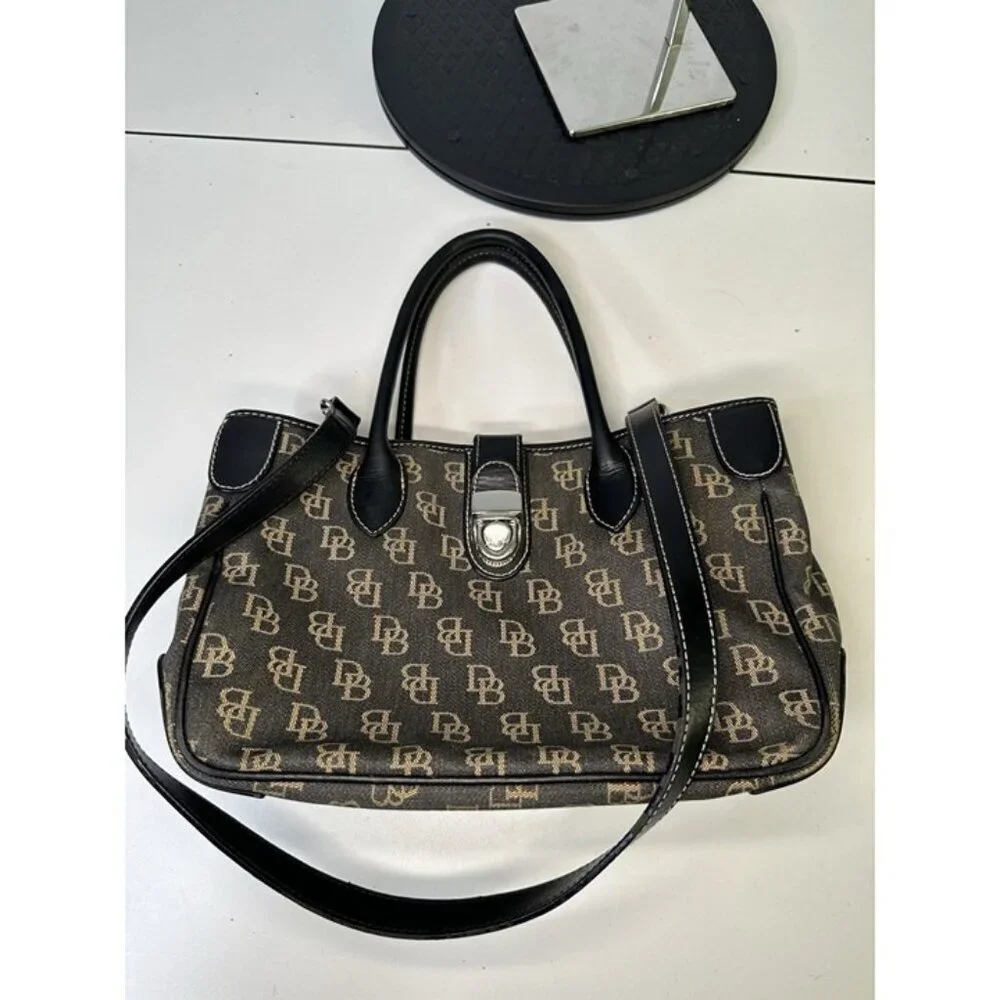 Dooney & Bourke Vintage Monogram Shoulder Bag Black & Gray - Picture 6 of 12